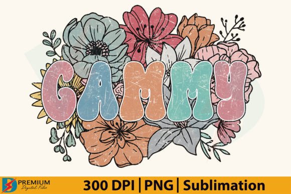 Download Gammy PNG, Retro Grandma Floral Flower - Gammy Collection