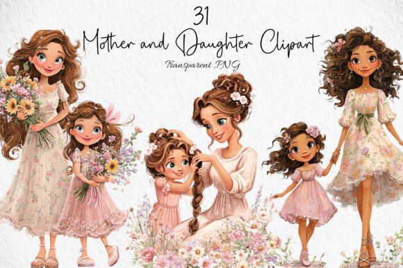 Download Mother and Daughter Clipart Bundle - Daughter Collection