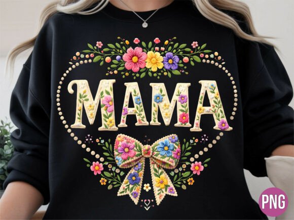 Download Spring Floral Mama Embroidery Bow PNG - Mama embroidery Collection