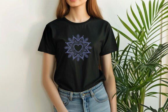 Download Elegant Heart Mandala Monogram Frame Embroidery Design in Blue - Monogram frame embroidery Collection