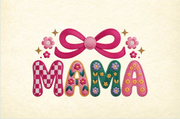 Download MAMA Embroidery PNG – Colorful Knitted - Mama embroidery Collection