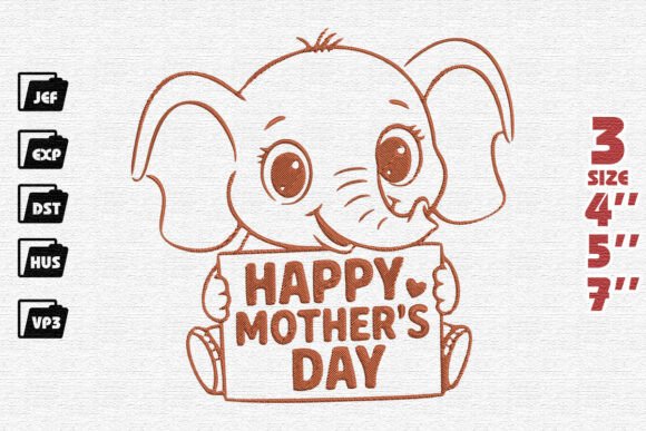 Download Elephant Mama Embroidery - Mama embroidery Collection